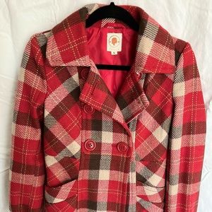 Red Plaid Wool Jacket by Tulle! Size: Small
